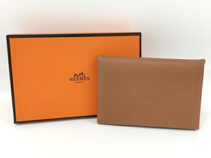 エルメス　カルヴィ　ヴェルソ　ゴールド　カードケース　名刺入れ　茶色 エルメス カルヴィ ヴェルソ カードケース 名刺入れ ゴールド 茶系