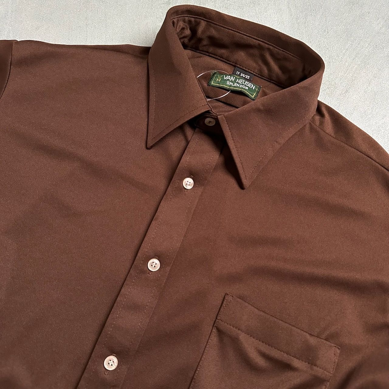 70s VAN HEUSEN バンヒューセン 無地 ポリエステル 長袖シャツ 