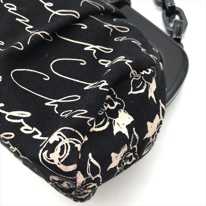 美品 CHANEL シャネル ココマーク クルーズライン キャンバス がま口 プラチェーン ショルダー バッグ ミラー付き ブラック a3591 CHANEL - 美品 CHANEL シャネル ココマーク クルーズライン キャンバス