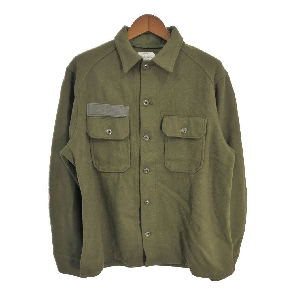 80年代 米軍実物 U.S.ARMY ウールシャツ ミリタリー グリーン (メンズ X-LARGE) 中古 古着 S9025