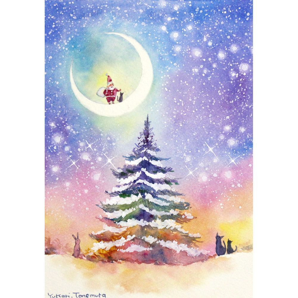 RUKURUKUさま 原画 輝く夜空のささやき A5サイズ 水彩画 2731