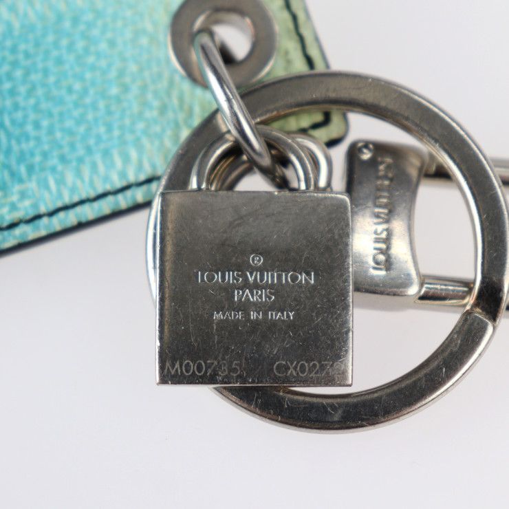 LOUIS VUITTON ルイ ヴィトン ポルトクレ ダミエ ストライプス キーホルダー M00735 PVC メタル ブルーヴェール シルバー金具 キーリング バッグチャーム ビトン 【本物保証】