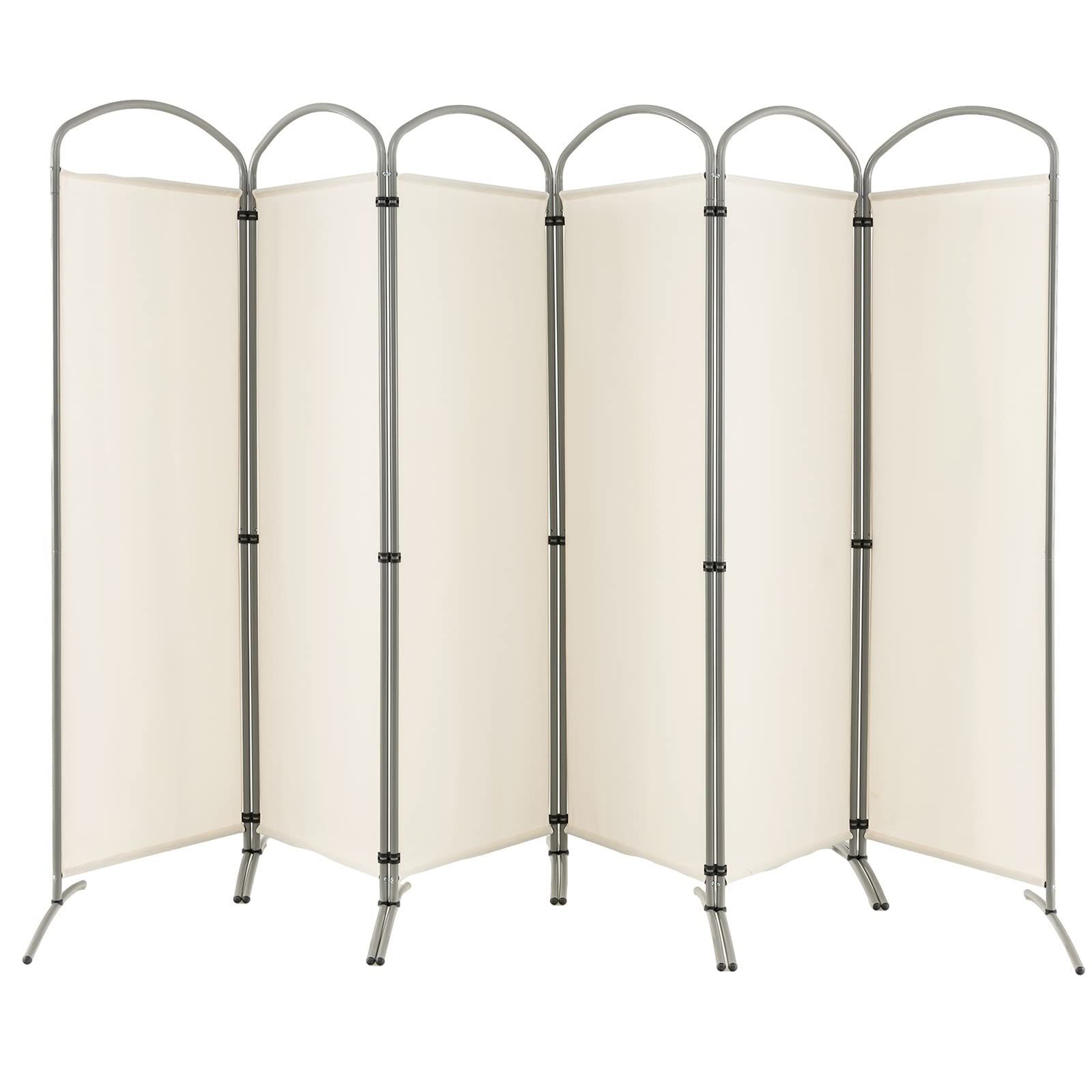特価商品Costway パーテーション 間仕切り 6連 高さ188cm 幅331cm 布タイプ 目隠し スクリーン 屏風 折りたたみ 衝立 おしゃれ 軽量 コンパクト収納 オフィス 事務所 クリニック ベージュ
