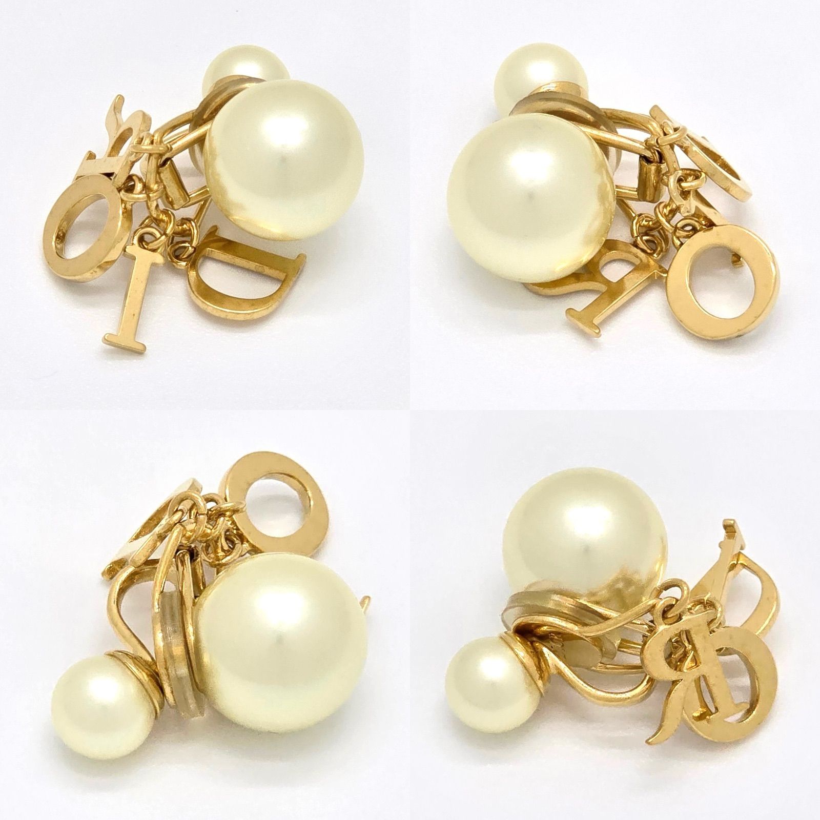 DIOR ディオール Dior Tribales クリップイヤリング 両耳 ホワイトレジンパール ホワイトクリスタル ゴールドトーンメタル 保存袋 SIROKUMA-CORPORATION_COM