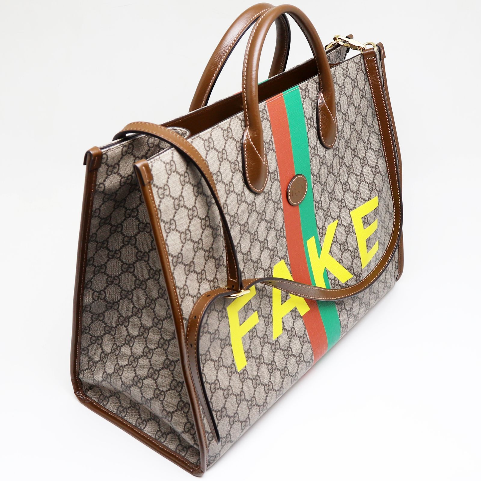 グッチ GGスプリーム FAKE NOT 2WAY ラージトートバッグ