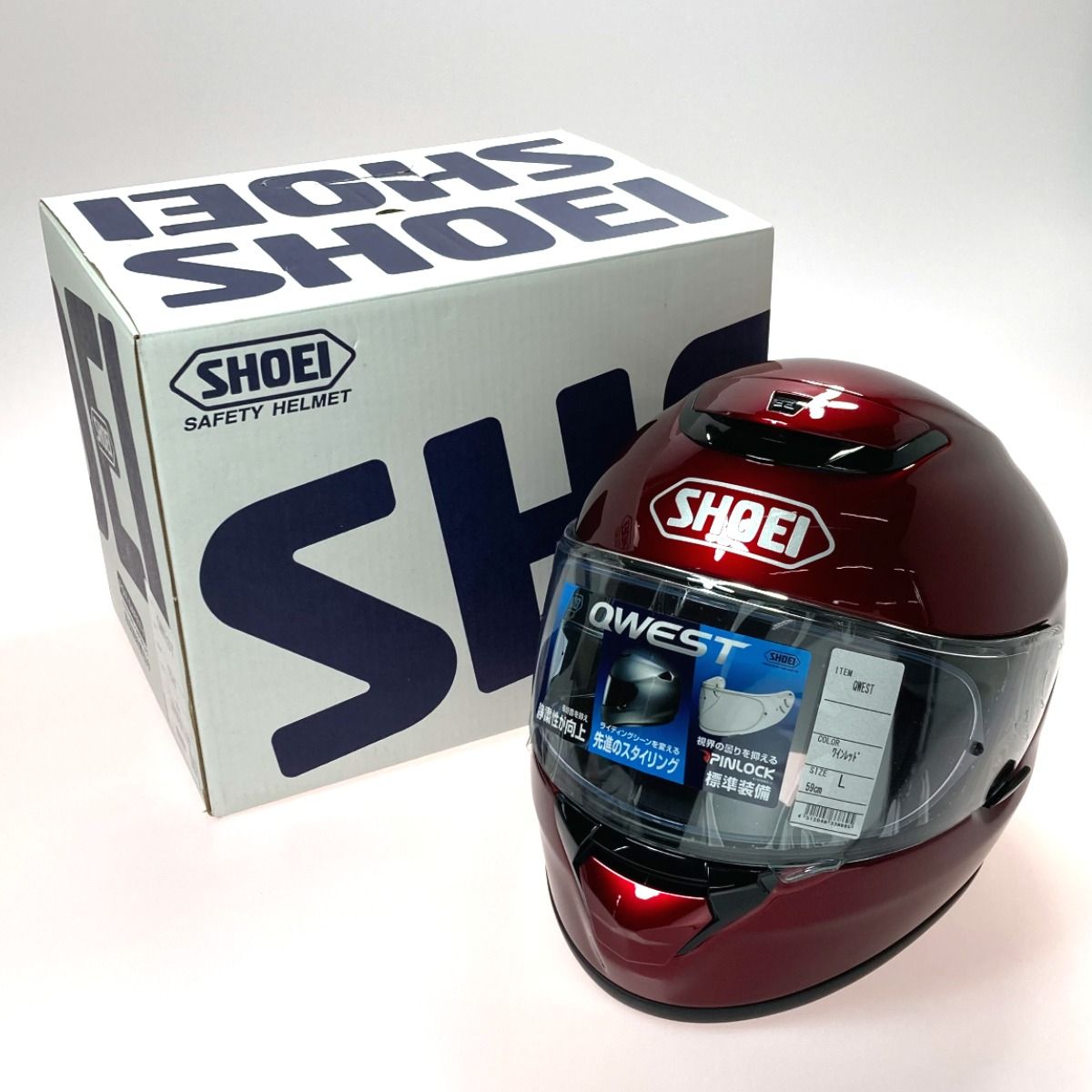 SHOEI ショーエイ フルフェイスヘルメット バイク QWEST ワインレッド サイズ L 59cm き ♥