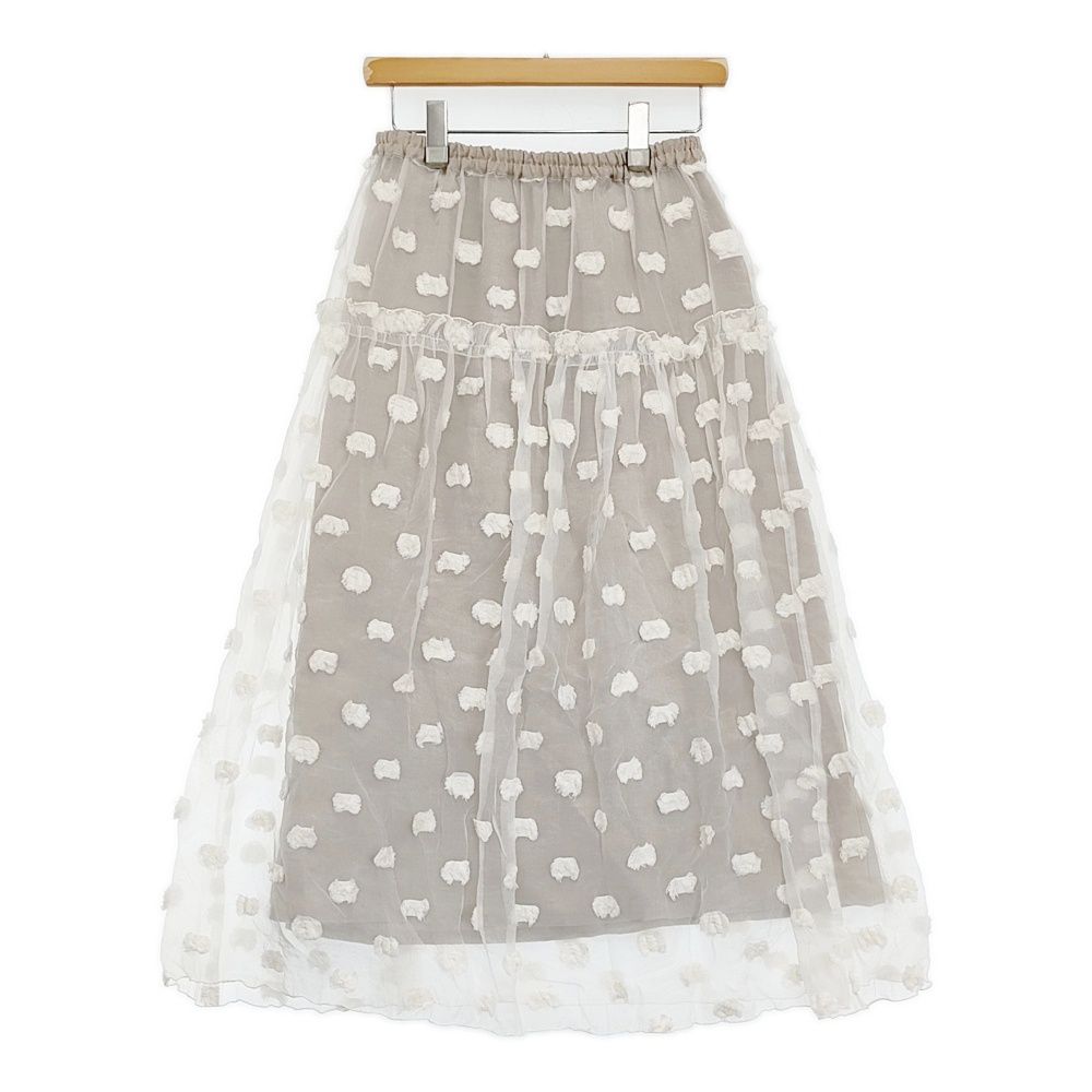 qiri 氷dot jacquard スカート 定価30800円 ロングスカート 24SS ベージュ レディース キリ 5-0902M♪