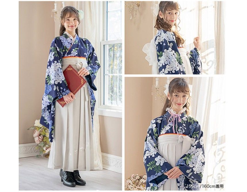 HAKAST18-C1】着付け簡単袴セット 刺繍入り 京都絵師描き下ろし