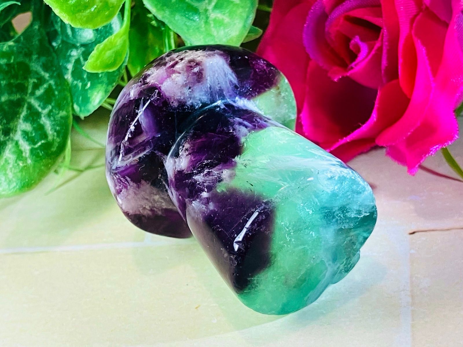 エンジェルフェザー　万華鏡　フローライト　マルチカラー　蛍石　きのこ　原石 エンジェルフェザー 万華鏡 フローライト マルチカラー 蛍石