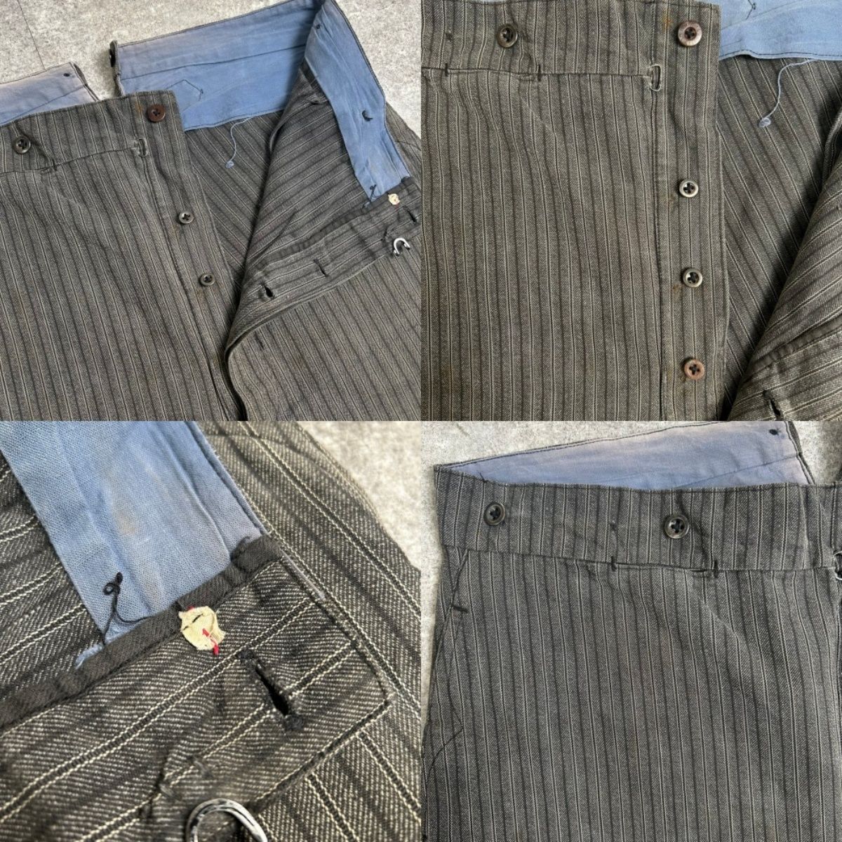 1930's 1940's 30s 40s UNKNOWN フレンチマルチストライプワークパンツ