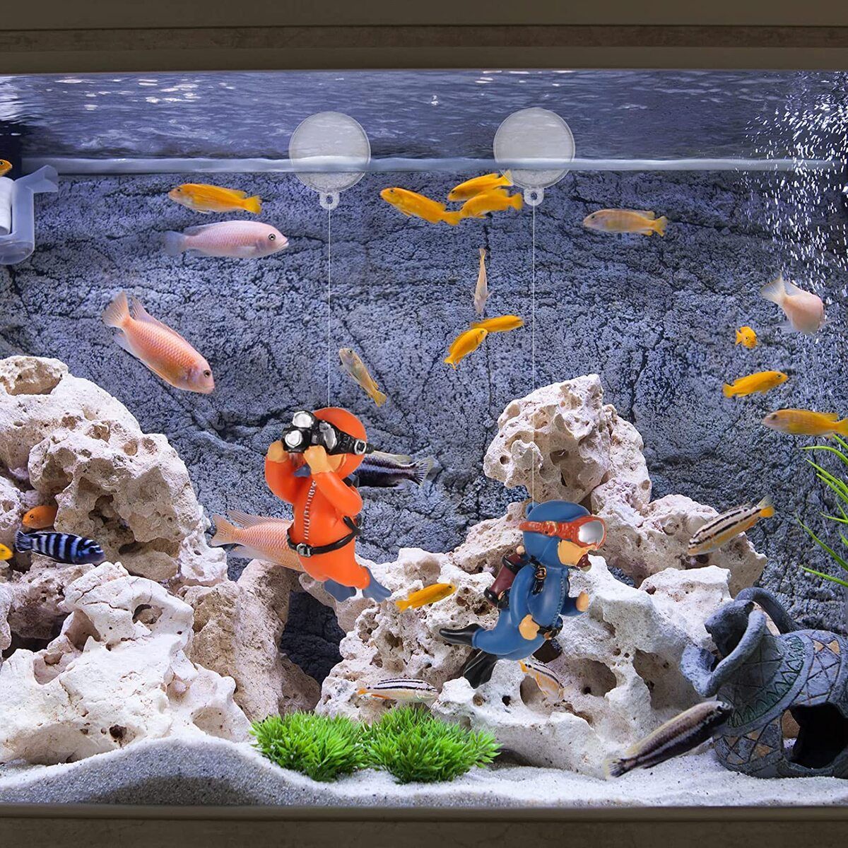 最短当日発送 アクアリウム 水槽 オブジェ ダイバー 飾り 2点セット 