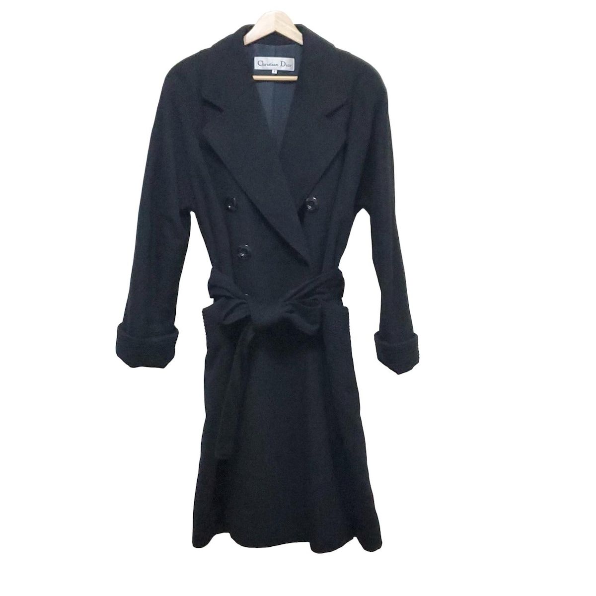 DIOR|ChristianDior ディオール|クリスチャンディオール コート サイズ9 M レディース - 黒 長袖|ダブルフェイス|肩パッド|冬