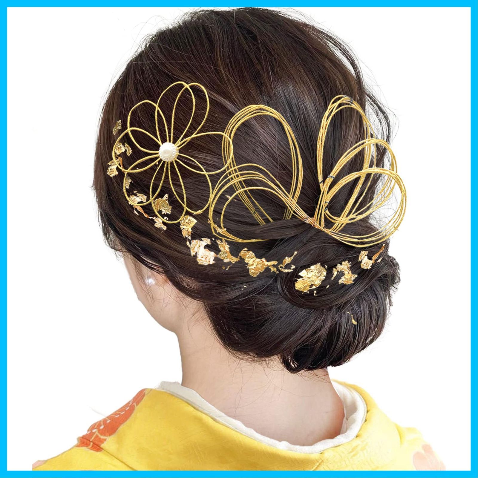 【新着商品】ヘアアクセサリー シルバー 前撮り 振袖 ゴールド 卒業式 ロープ 結婚式 人気 和装 組紐 袴 銀箔 着物 金箔 浴衣に 水引 ブライダル 成人式 花嫁 髪飾り ヘッドパーツ [JZOON] J0026