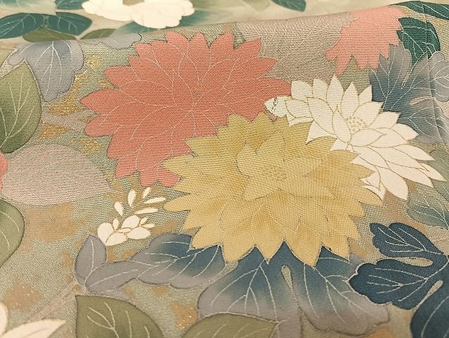 平和屋着物●訪問着　草花文　金銀彩　正絹　逸品　未使用　AAAU4268np 平和屋着物○訪問着 草花文 金銀彩 正絹 逸品 未使用 AAAU4268np