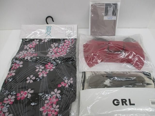 GRL ユニクロ他 浴衣 作り帯 下駄 エアリズムキャミソール 5点セット M フリー レディース