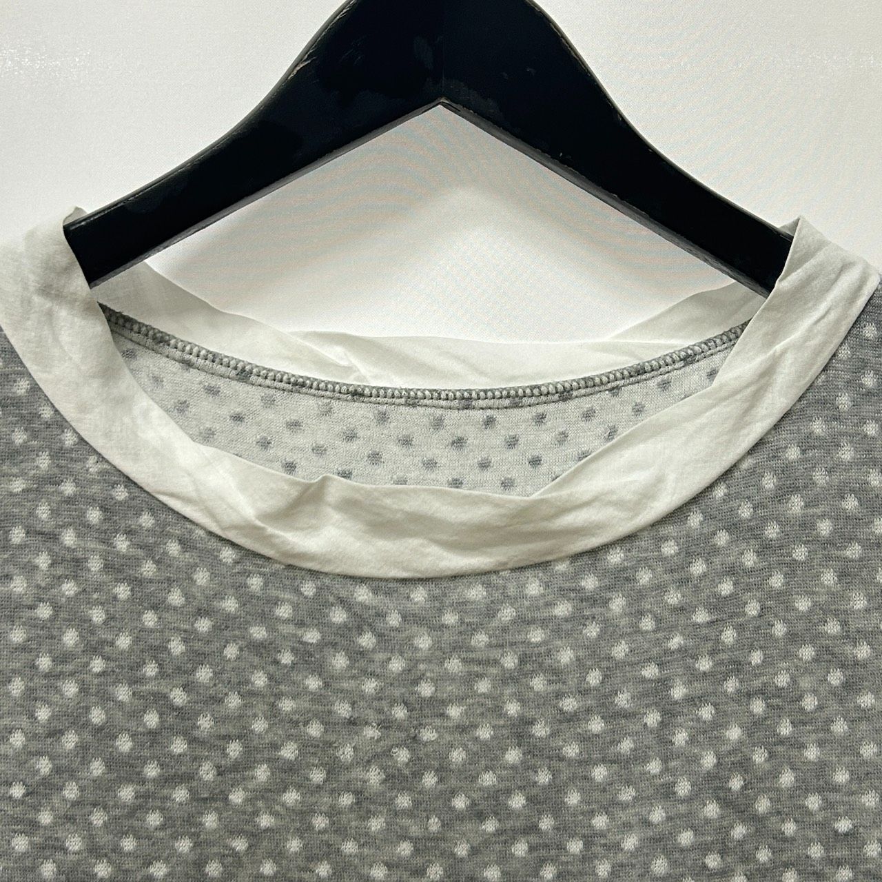 美品慈雨じうセンソユニコ　カーキドットハイネック変形アシンメトリーカットソー40 慈雨 ドット柄カットソー 慈雨 センソユニコ ハイネック 変形