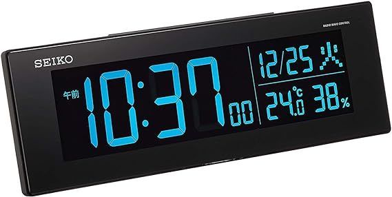【在庫処分】セイコークロック(Seiko Clock) セイコー クロック 置き時計 目覚まし時計 電波 デジタル 交流式 カラー液晶 シリーズC3 01:黒 本体サイズ:7.3×22.2×4.4cm BC406K