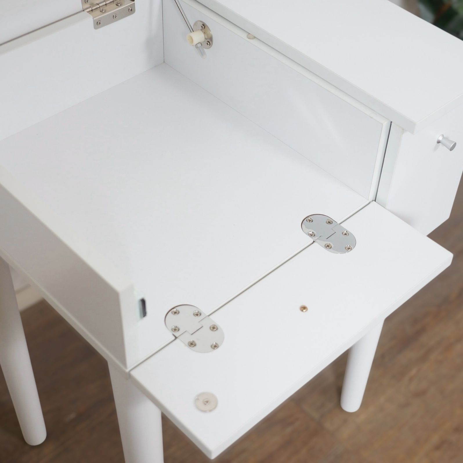 K 2WAY ドレッサー デスク スツール付 白 コンセント付 収納 ホワイト ロングボトル収納