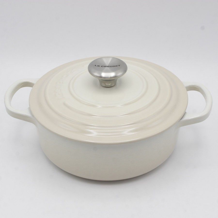 【美品】ルクルーゼ シグニチャー ココット・ジャポネーズ 18cm メレンゲ ホーロー 両手鍋 LE CREUSET 本体