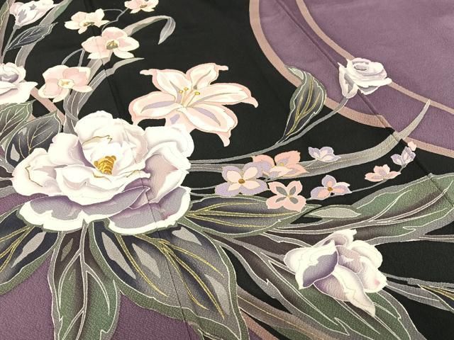 平和屋着物○豪華振袖 刺繍 草花文 金糸 金彩 ロング丈 正絹 逸品