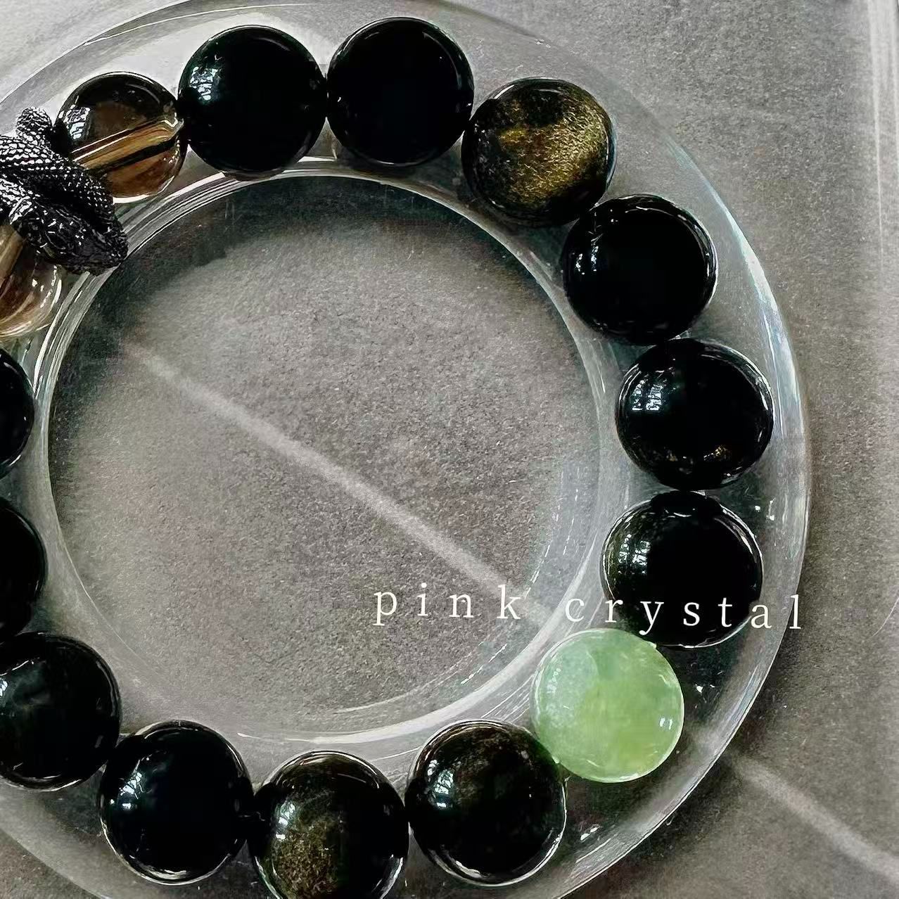 新作【蛇影の誓い】天然黒曜石×翡翠ブレスレット｜守護・浄化・エネルギーバランス 蛇影の誓い 天然黒曜石×翡翠ブレスレット｜守護・浄化