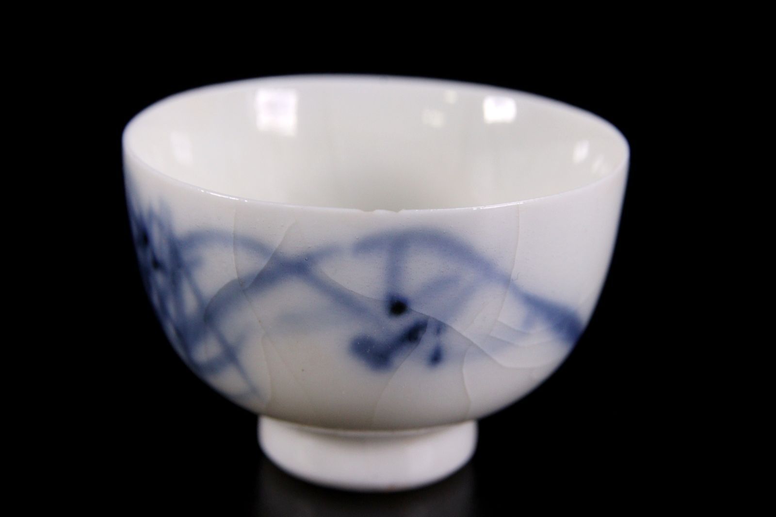 高橋道八 白磁染付ぐい呑み 4.5cm 5客纏めて 唐物 骨董 古美術