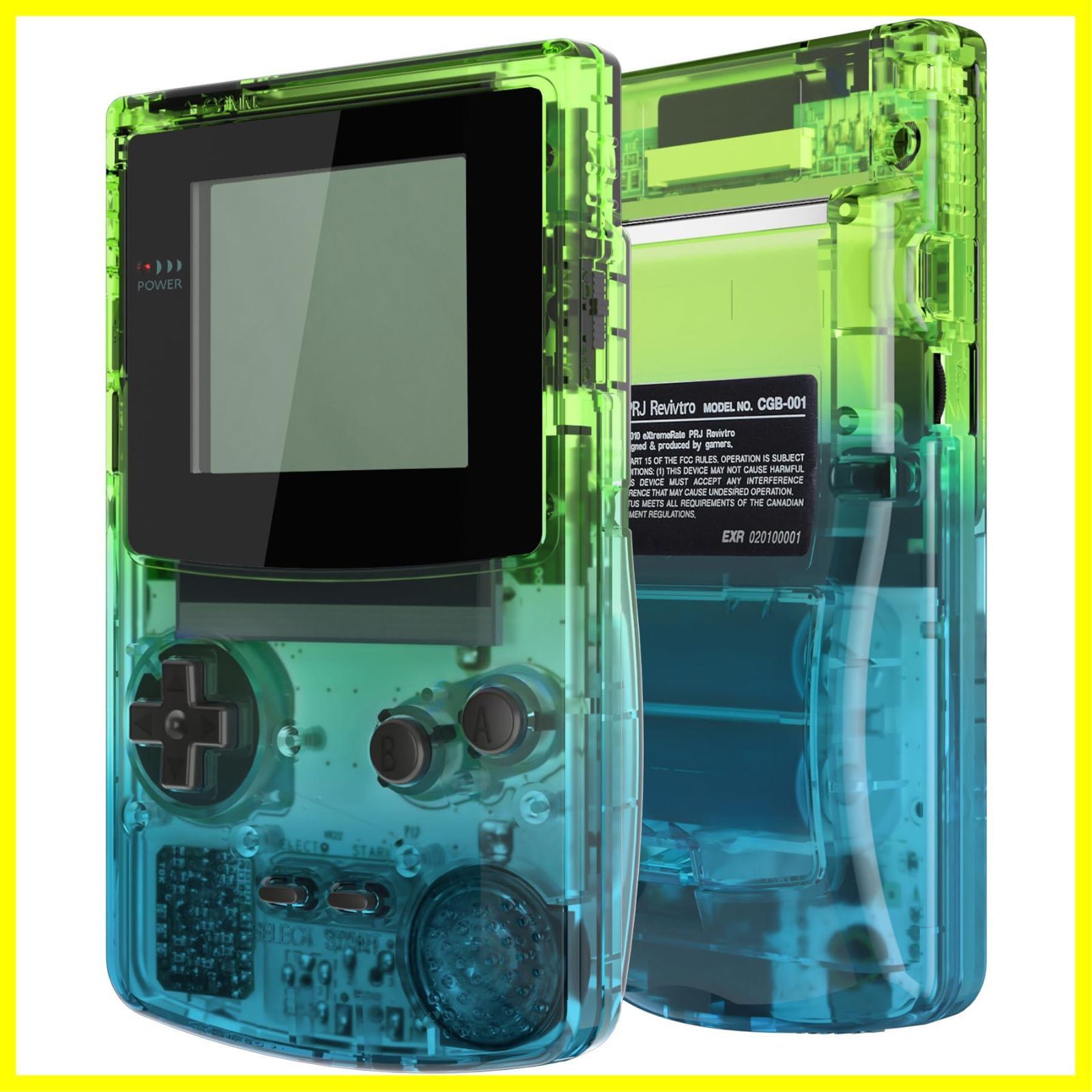 【在庫処分】Gameboy Colorに対応用IPSアップグレード済みeXtremeRate交換用シェルフルハウジングカバーボタン付きクリア素材、GBC OSD IPS u0026 Regular IPS u0026 Standard LCDにも対応します（コンソールやI