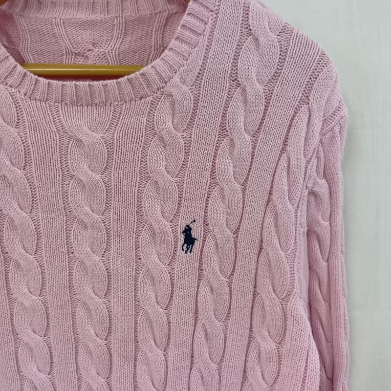 POLO RALPH LAUREN ポロラルフローレン ニット、セーター 長袖 POLO RALPH LAUREN ポロラルフローレン ケーブルニット コットン クルーネック セーター ユニセックス シグネチャーポニー ピンク