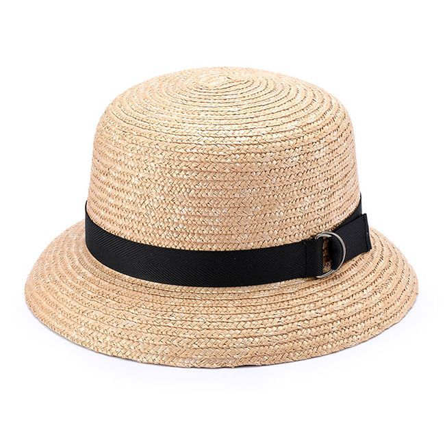 HIAND ハイアンド リボン付きキャスケット ベージュ 麦わら オシャレ