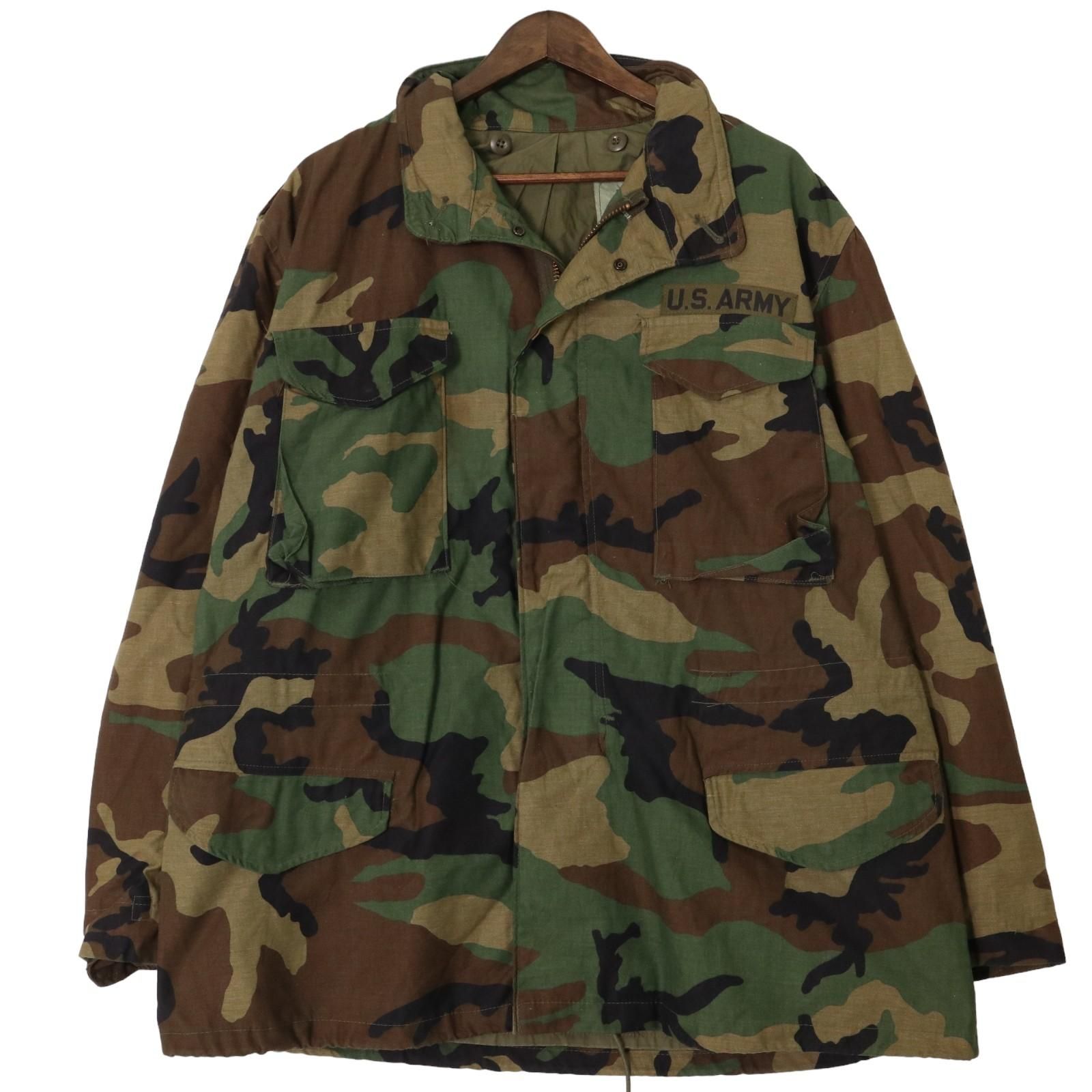 80年代 米軍実物 U.S.ARMY M-65 フィールドジャケット 3rd ミリタリー ウッドランドカモ (メンズ LARGE REGULAR) 中古 古着 A1221