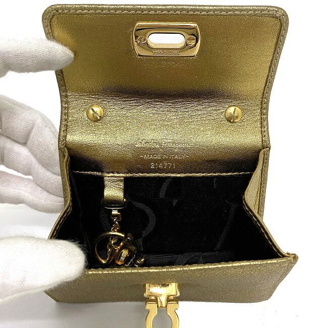 フェラガモ ミニ チェーン バッグ ゴールド ガンチーニ 214771 レア