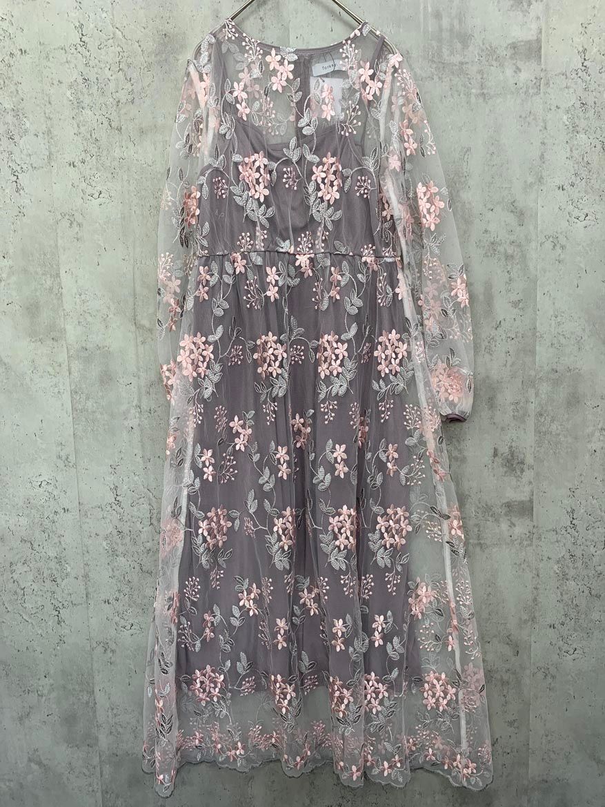 【新品同様】フォクシー　刺繍　レース　ワンピース　オーガンジー　フラワー　総柄 forksy.（フォルクシー）の「【forksy.】【オケージョン対応】花