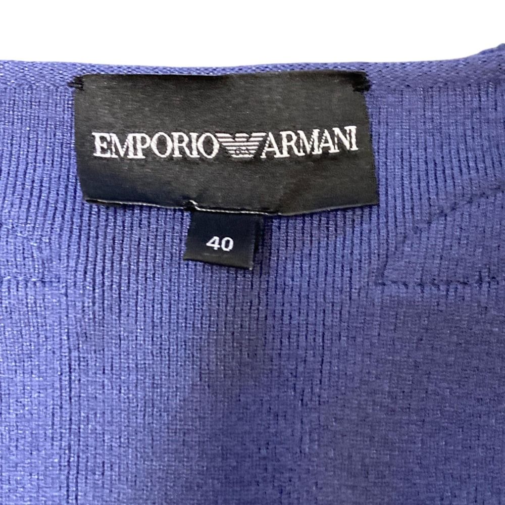 新品同様 EMPORIO ARMANI エンポリオアルマーニ フラワーデザイン ニットベスト ジレ サイズ40 ブルー系 レディース 古着 中古 新品同様 EMPORIO ARMANI エンポリオアルマーニ フラワー