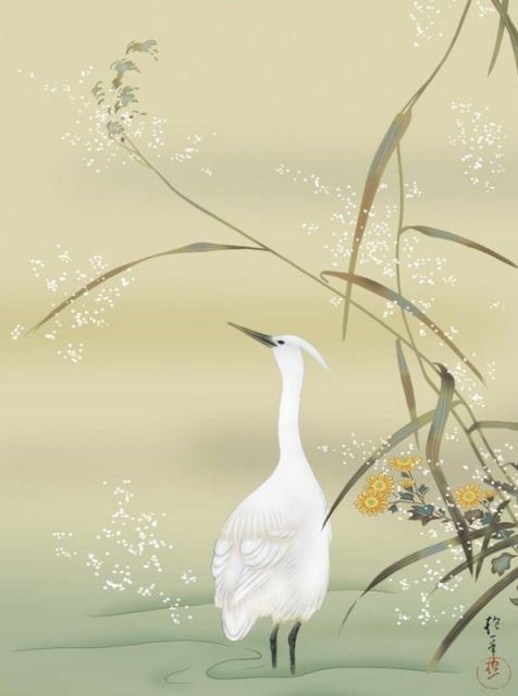 種類2：f6 額絵 酒井抱一 芦に白鷺図 f8・f6・f4サイズ 日本の名画