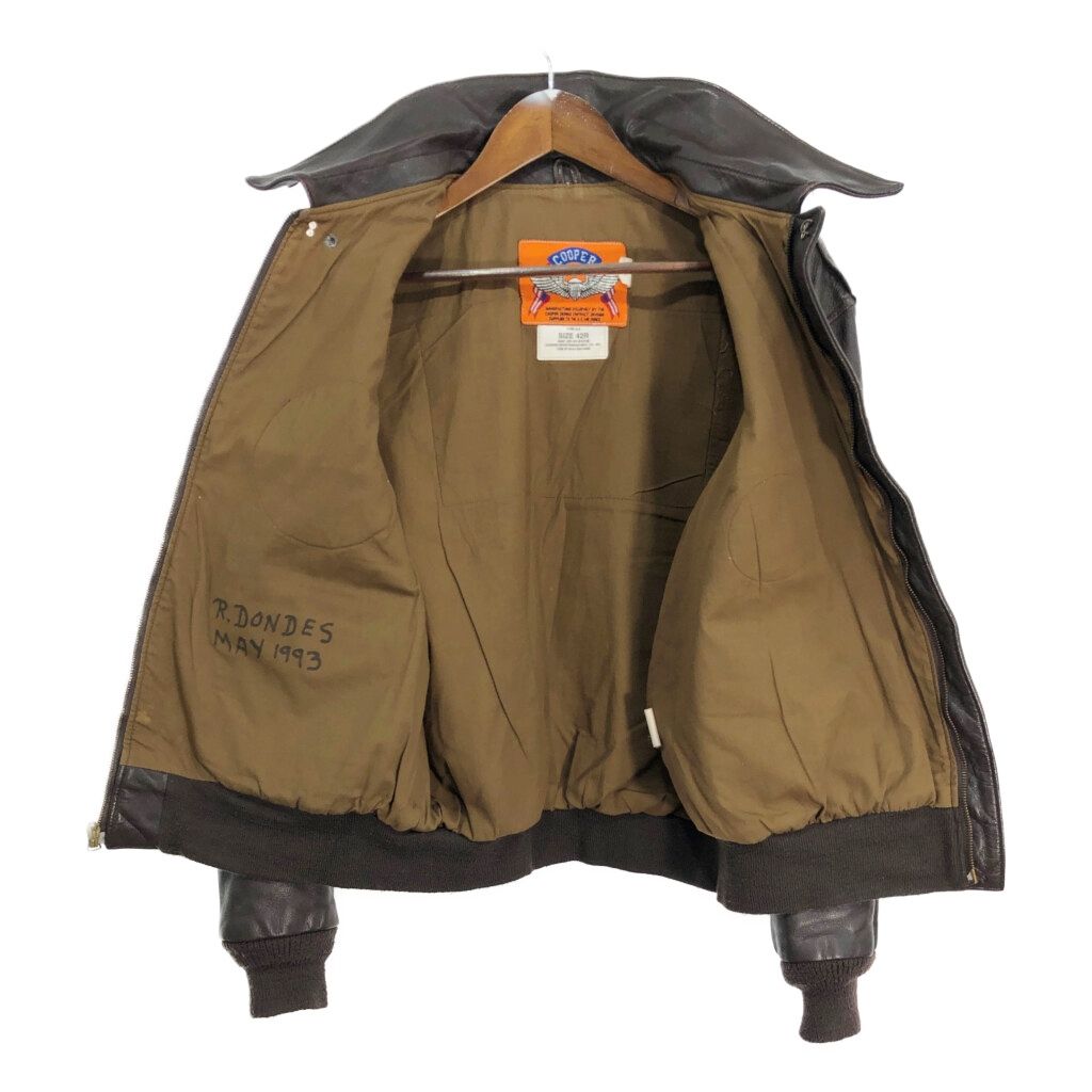 90年代 USA製 Cooper クーパー A-2 フライトジャケット レザー