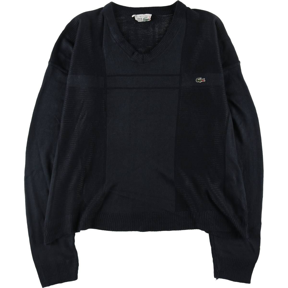 古着 80年代 ラコステ LACOSTE CHEMISE フレンチラコステ Vネック コットンニットセーター フランス製 メンズXXL相当/eaa463918
