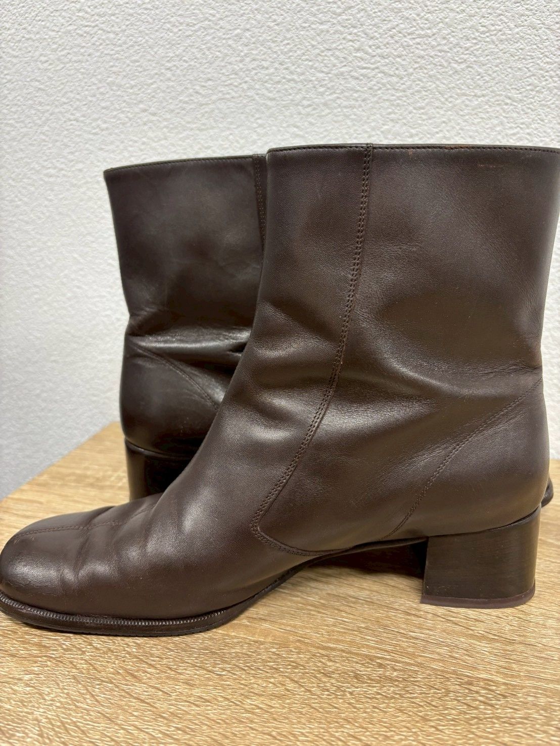  Salvatore Ferragamo フェラガモ ショートブーツ 茶色 レザー 7 1 2 D 箱 保存袋付き 24.5 cm サイドゴアブーツ ブーツ