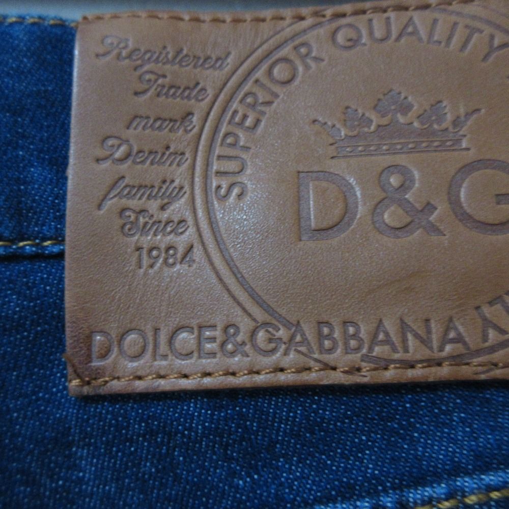 【美品】D&G ドルチェアンドガッパーナ デニムパンツ ジーパン レザーパッチ ルックブック掲載 ドルチェ&ガッバーナ レザーパッチ デニム