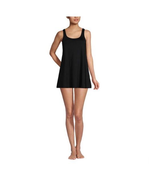送料無料 ランズエンド レディース ワンピース トップス Women s Scoop Neck Mini Swim Dress Swimsuit Black
