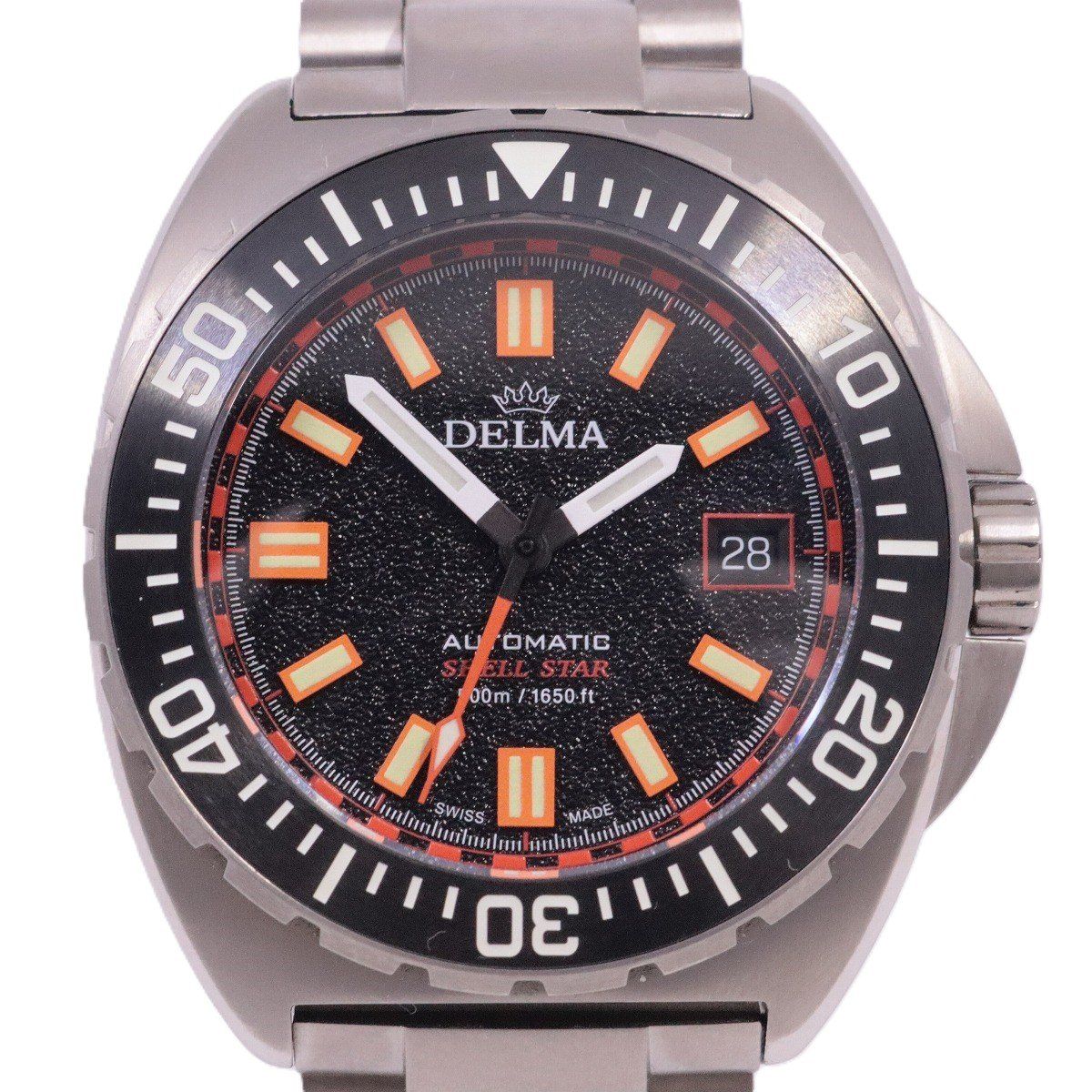 【美品】DELMA デルマ SHELL STAR 499本限定 500M防水 自動巻き メンズ 腕時計 チタン 黒文字盤 32701.750.6.031-0083【いおき質店】