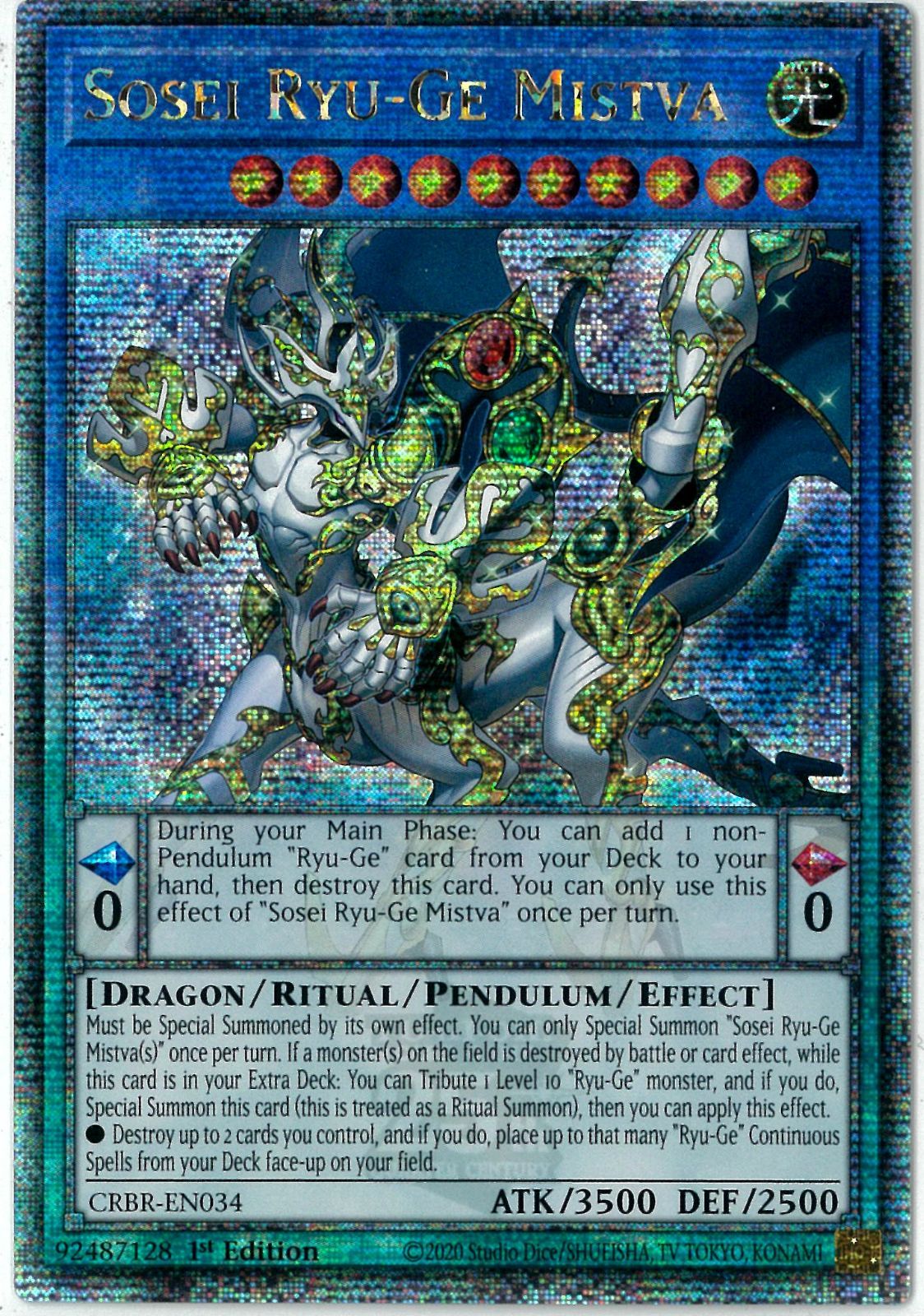 遊戯王 CRBR-EN034 創星竜華−光巴 Sosei Ryu-Ge Mistva (英語版 1st Edition クォーターセンチュリーシークレットレア) Crossover Breakers 遊戯王/英語版/EU版/創星竜華－光巴/Sosei Ryu-Ge Mistva