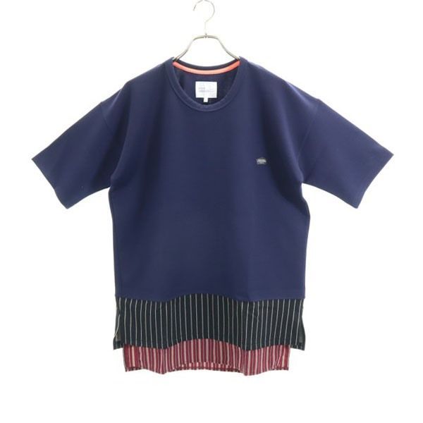 新品 クオルト STRIPE CUTSEW 7分袖 カットソー L quolt チュニック ネイビー メンズ 【200228】