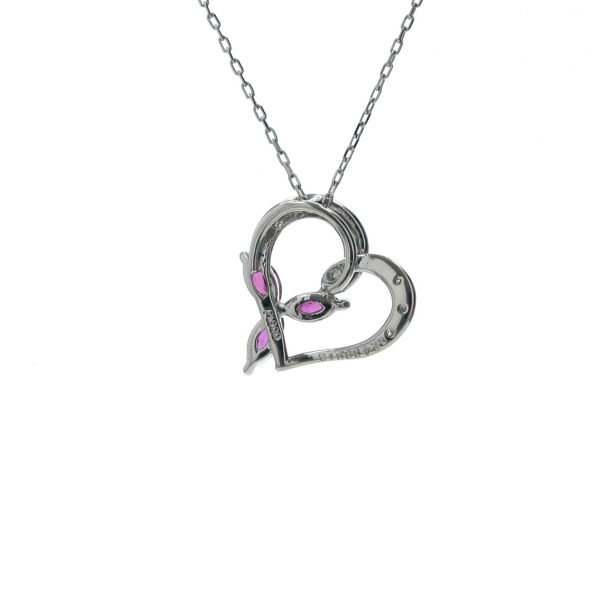 Pt900 Pt850 プラチナ ネックレス ルビー 0.24ct ダイヤモンド