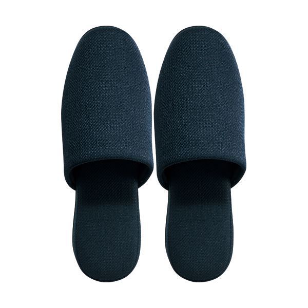  （まとめ） TANOSEE 吊り込み疲れにくいスリッパ ブライト ネイビー 1足 