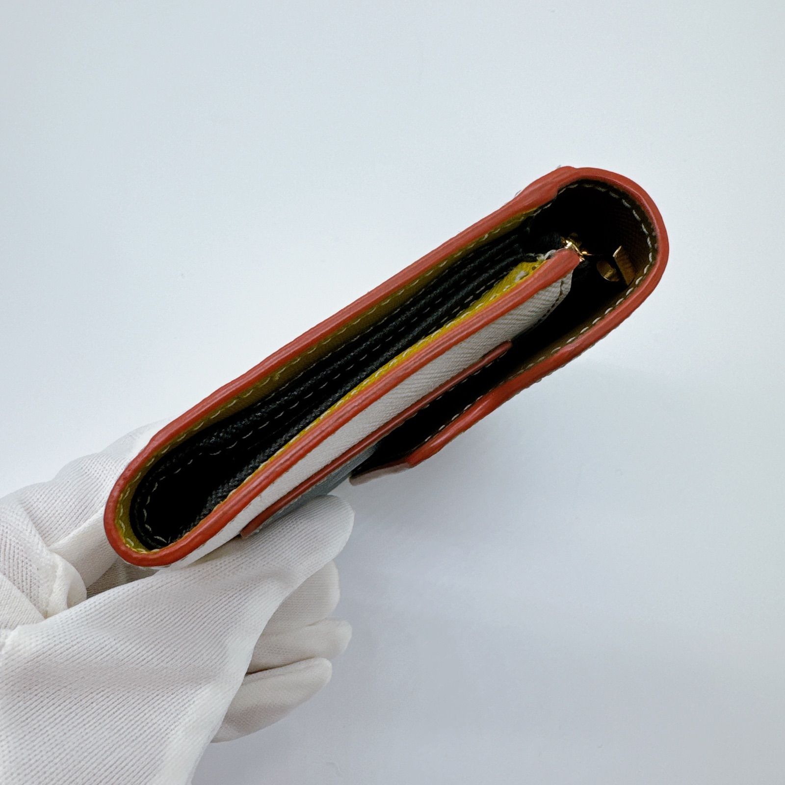 マルニ マルチカラー スクエアフラップウオレット 三つ折り財布 美品 