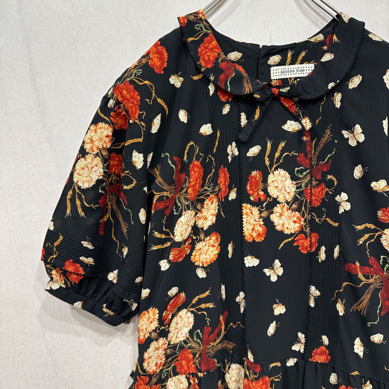 美品】カネコイサオ KANEKO ISAO 花柄 ブーケ バタフライ