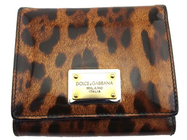 ドルチェアンドガッバーナ DOLCE-GABBANA 三つ折り財布 レオパード柄 ベージュ×ブラウン×ブラック×シルバー×ゴールド レディース