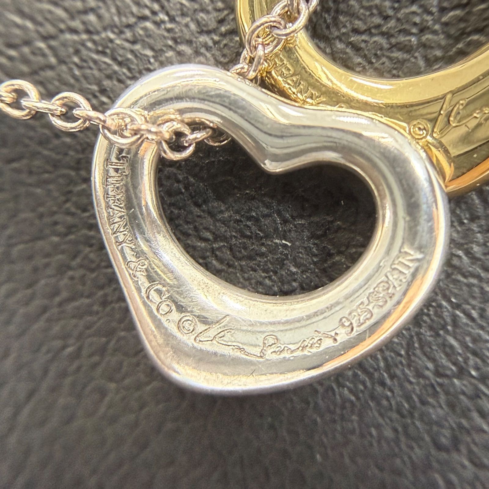 Tiffany　オープンハート　コンビ　ネックレス　Ag925　Au750 Tiffany 925 Au750 コンビ オープンハート ダブル ネックレス