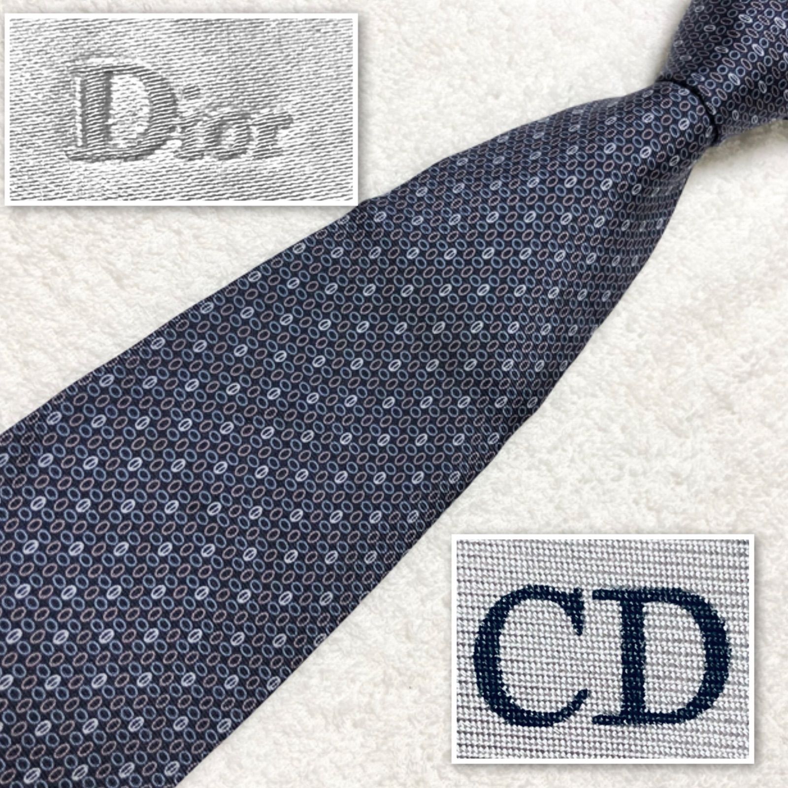 □美品□希少□Dior HOMME ディオールオム ネクタイ 楕円 CD 総