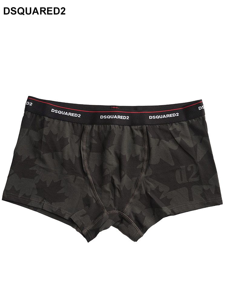 DSQUARED2 (ディースクエアード) リーフ柄 前閉じ ボクサーパンツ D2D9LCD5560 メンズ (カーキ)